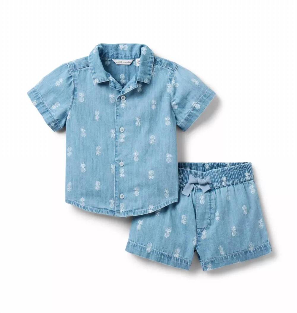 NEW JANIE AND JACK girls pineapple cabana set in blue